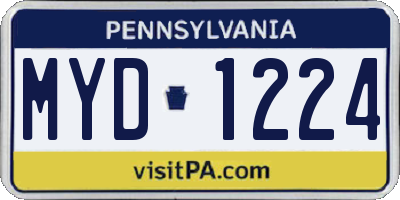PA license plate MYD1224