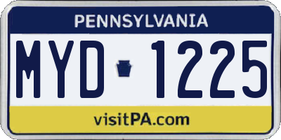 PA license plate MYD1225