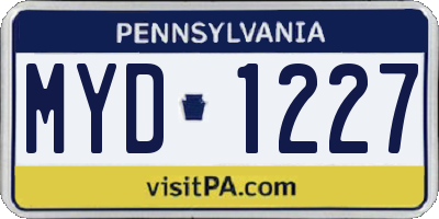 PA license plate MYD1227