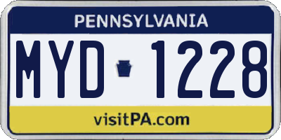 PA license plate MYD1228
