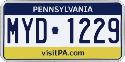 PA license plate MYD1229