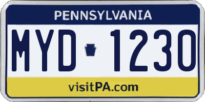 PA license plate MYD1230