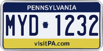 PA license plate MYD1232