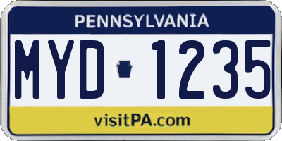 PA license plate MYD1235