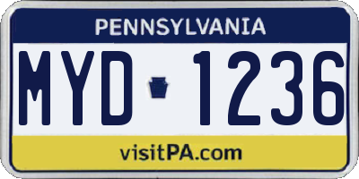 PA license plate MYD1236