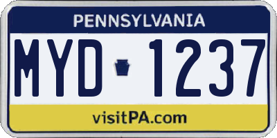 PA license plate MYD1237