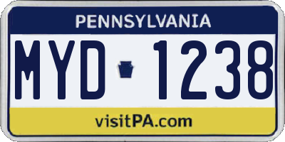 PA license plate MYD1238
