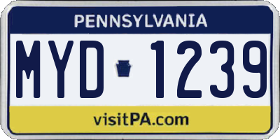 PA license plate MYD1239