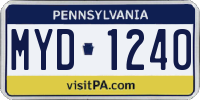 PA license plate MYD1240