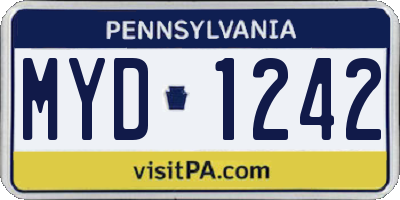 PA license plate MYD1242