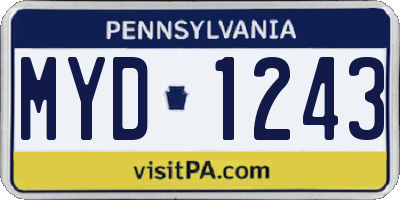 PA license plate MYD1243