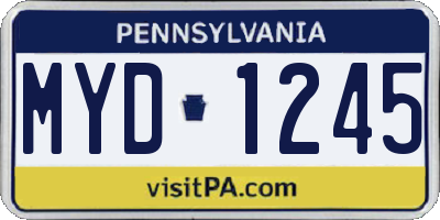 PA license plate MYD1245