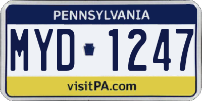 PA license plate MYD1247