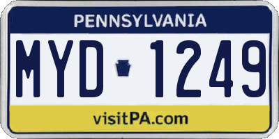 PA license plate MYD1249