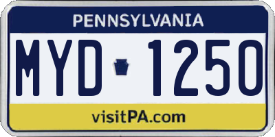 PA license plate MYD1250