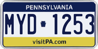 PA license plate MYD1253