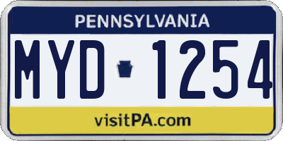 PA license plate MYD1254