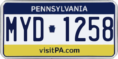 PA license plate MYD1258