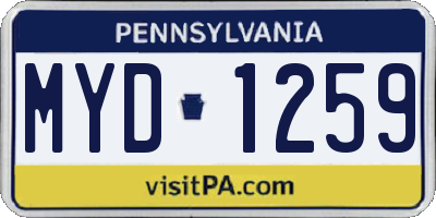 PA license plate MYD1259