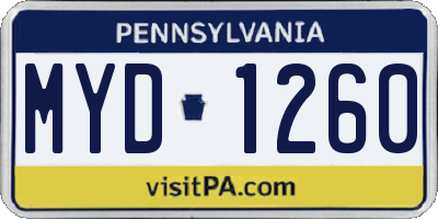 PA license plate MYD1260