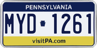 PA license plate MYD1261