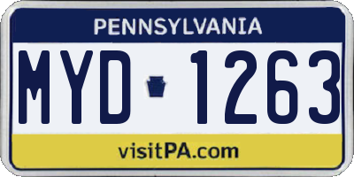 PA license plate MYD1263