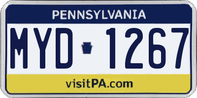 PA license plate MYD1267