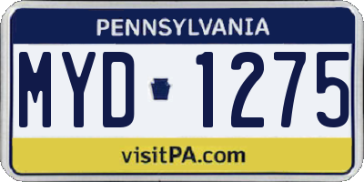 PA license plate MYD1275