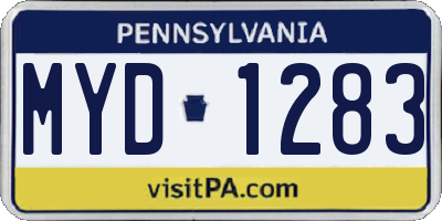 PA license plate MYD1283