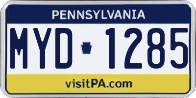 PA license plate MYD1285