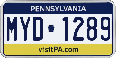 PA license plate MYD1289