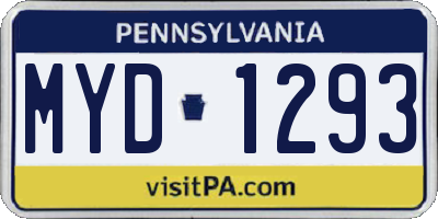 PA license plate MYD1293