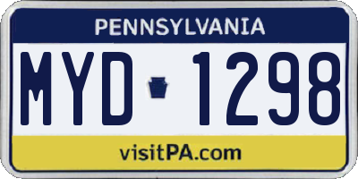 PA license plate MYD1298