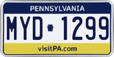 PA license plate MYD1299