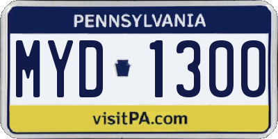 PA license plate MYD1300