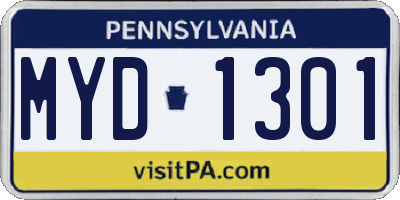 PA license plate MYD1301