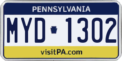PA license plate MYD1302