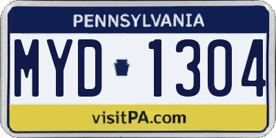 PA license plate MYD1304