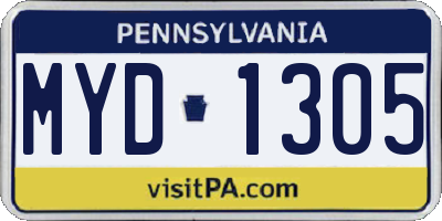PA license plate MYD1305