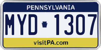 PA license plate MYD1307