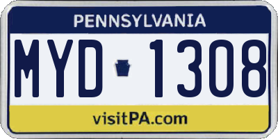 PA license plate MYD1308