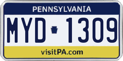 PA license plate MYD1309