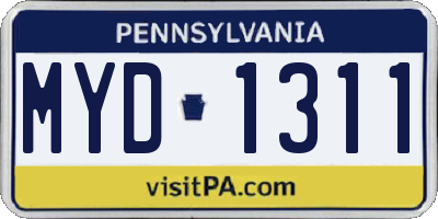 PA license plate MYD1311