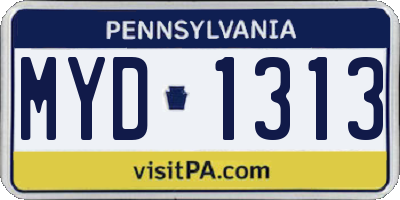 PA license plate MYD1313