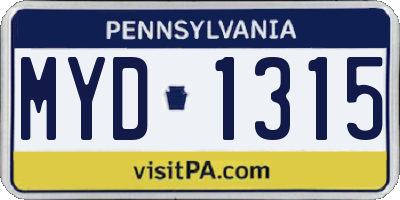 PA license plate MYD1315