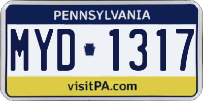 PA license plate MYD1317
