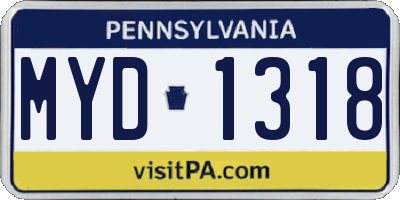 PA license plate MYD1318