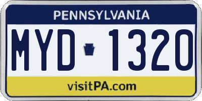 PA license plate MYD1320
