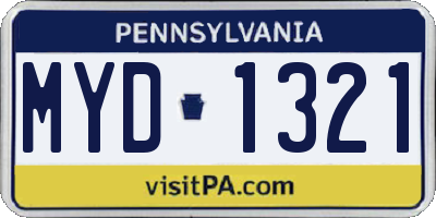 PA license plate MYD1321