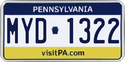 PA license plate MYD1322